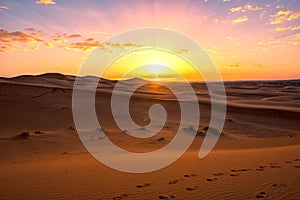 The beauty of the sand dunes in the Sahara Desert in Morocco