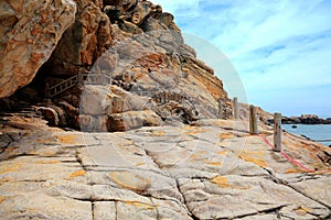 The beauty scenery of Rocky shore on Meizhou Island