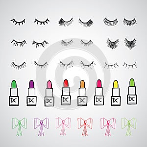 Beauty set for woman vector hand drawn