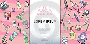 Beauty Shop Colorful Hand Drawn Template