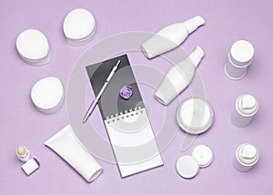 Beauty shopping checklist flat lay concept