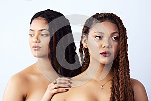 Beauty, skincare and black women in studio for wellness, cosmetics and dermatology. Friends, salon aesthetic and face of