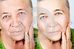 Beauty and skincare concept - no aging wrinkles