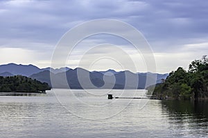 The beauty of the sky and the water at Kaeng Krachan Dam ,Phetchaburi in Thailand