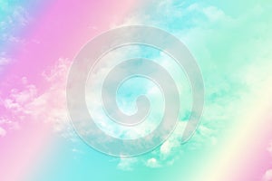 Beauty soft abstract pastel gradient with fluffy clouds on sky. multi color rainbow image. magic colorful green yellow pink and bl