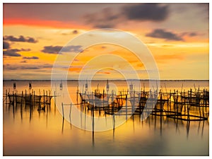 The beauty of Songkhla Lake after the sunset