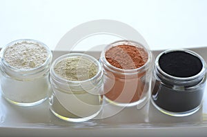 Beauty spa face mask - pink, green, red clay, kaolin and activated charcoal
