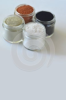 Beauty spa face mask - pink, green, red clay, kaolin and activated charcoal