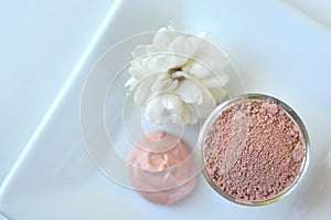 Beauty spa face mask - pink, green, red clay, kaolin and activated charcoal