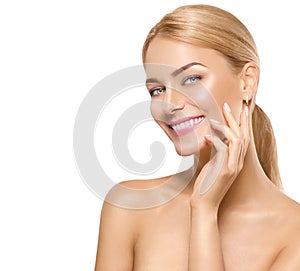 Beauty spa model girl touching face