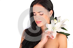 Beauty Spa Woman Portrait. Beautiful Girl Isolated