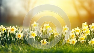 beauty of spring as colorful flowers bloom in a sunlit field on a bright and sunny day.