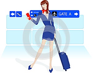 Beauty stewardess at the airport photo