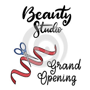 Beauty studio lettering vector illustration