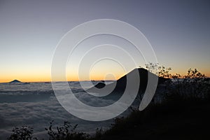 Sunset on sumbing mountain