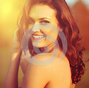 Beauty Sunshine Girl Portrait.