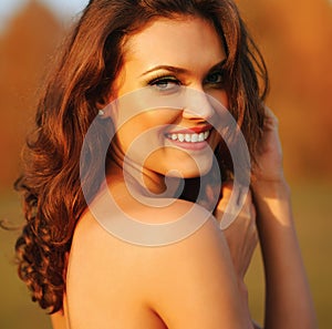 Beauty Sunshine Girl Portrait.