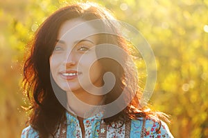 Beauty Sunshine Girl Portrait.