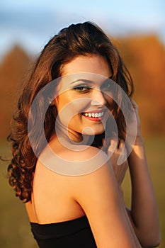 Beauty Sunshine Girl Portrait.