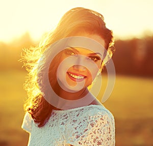 Beauty Sunshine Girl Portrait.