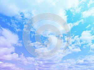 beauty sweet pastel blue white colorful with fluffy clouds on sky. multi color rainbow image. abstract fantasy growing light