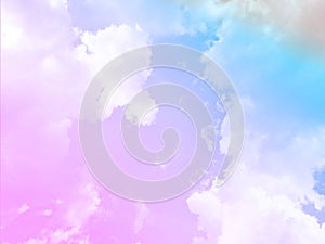 beauty sweet pastel pulple blue colorful with fluffy clouds on sky. multi color rainbow image. abstract fantasy growing lights
