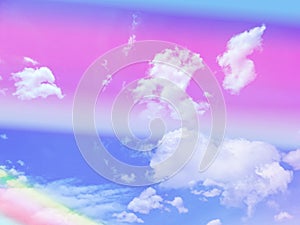 beauty sweet pastel white blue colorful with fluffy clouds on sky. multi color rainbow image. abstract fantasy growing light