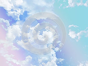 beauty sweet pastel white blue colorful with fluffy clouds on sky. multi color rainbow image. abstract fantasy growing light