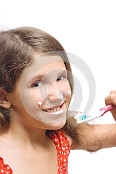 Beauty teen girl clean teeth