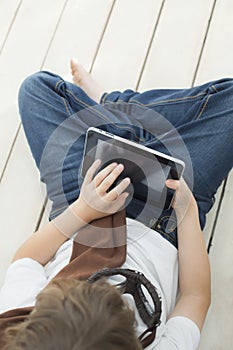 Beauty teenager with tablet pc