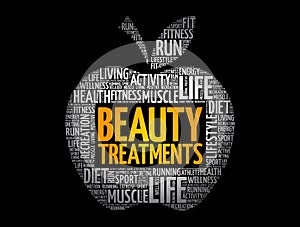 Beauty Treatments apple word cloud, health concept