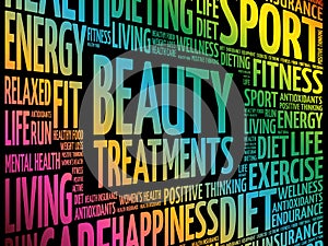 Beauty Treatments word cloud collage, health concept background