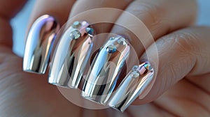 beauty trend chrome nails, flawlessly apply chrome nail polish for a mirror-like finish grabbing everyones attention photo