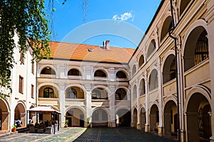 Beauty Vilnius` courtyard in renaissance style. Dormitory and boarding for young boys