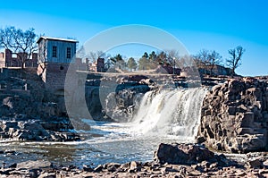 Beauty of water falls nature in Sioux Falls, South Dakota, USA