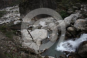 Beauty of waterfall and hills