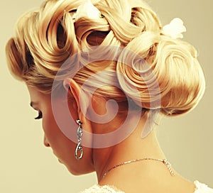 Beauty wedding hairstyle. Bride