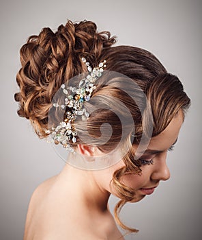 Beauty wedding hairstyle. Bride