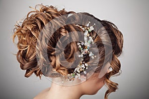 Beauty wedding hairstyle. Bride