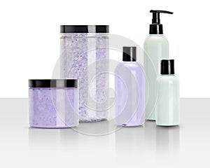 Beauty and wellness products isolated