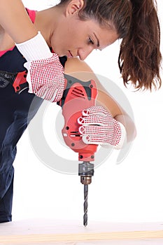 Beauty woman with auger