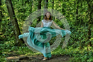 Beauty woman with dress flying