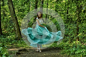 Beauty woman with dress flying