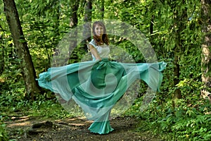 Beauty woman with dress flying