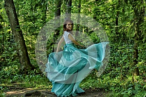 Beauty woman with dress flying