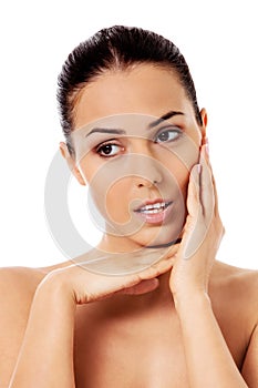 Beauty woman face with perfect fresh clean skin