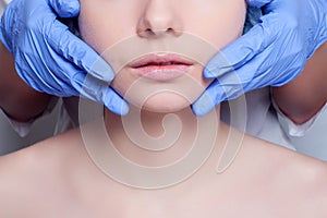 Beauty Woman face surgery close up portrait