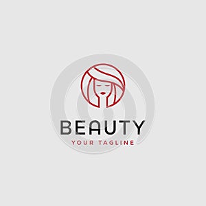 Beauty woman fashion logo. Abstract girl face design  line aart design