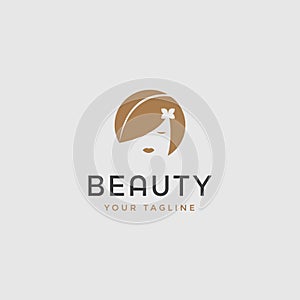Beauty woman fashion logo. Abstract girl face luxury design