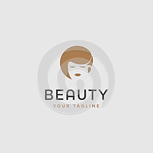 Beauty woman fashion logo. Abstract girl face luxury template